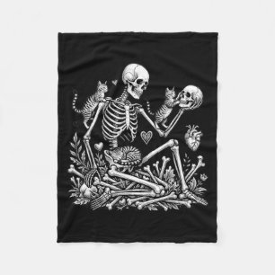 Skeleton Cat Skull Kitty Cute Halloween Men Women Fleece Blanket