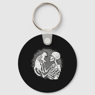 Skeleton Cat Skull Kitty Cute Halloween Men Women  Key Ring