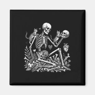Skeleton cat skull kitty cute halloween men women magnet