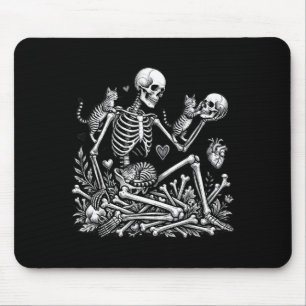 Skeleton cat skull kitty cute halloween men women mouse pad
