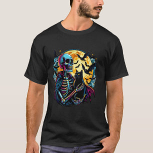 Skeleton Cat Skull Kitty Lover Cute Goth Halloween T-Shirt
