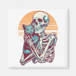 Skeleton Cat Skull Kitty Vintage Halloween Men Wom Magnet