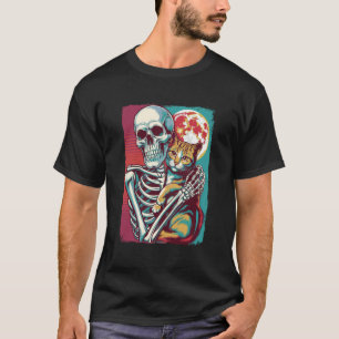 Skeleton Cat Skull Kitty Vintage Halloween Men Wom T-Shirt