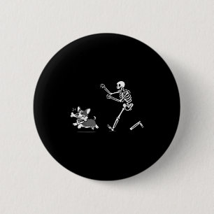 Skeleton Chasing Corgi Halloween Vibe Corgi Dog Lo 6 Cm Round Badge