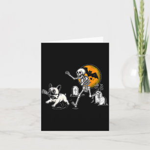 Skeleton Chasing French Bulldog Halloween Dog Mum Card