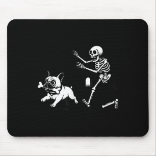 Skeleton Chasing French Bulldog Halloween Dog Mum Mouse Pad