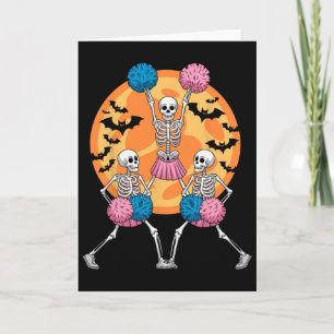 Skeleton Cheerleading Lovers Spooky Halloween Chee Card