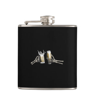 Skeleton Cheers on a Hip Flask