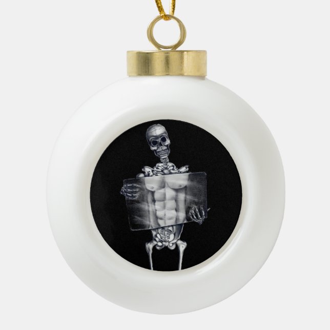 Skeleton Chest Xray Christmas Ball Ornament (Front)