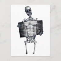 Skeleton Chest Xray White Postcard