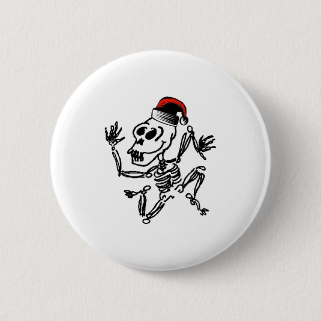 Skeleton Christmas 6 Cm Round Badge (Front)