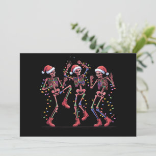 Skeleton Christmas Dancing Skeleton Lights Merry Holiday Card