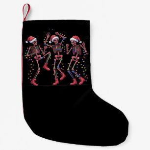 Skeleton Christmas Dancing Skeleton Lights Merry  Small Christmas Stocking