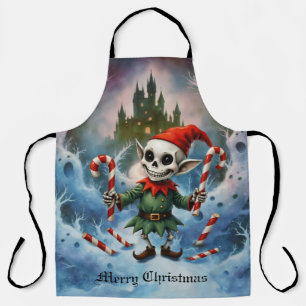 Skeleton Christmas Elf – Creepy Cute Dark Holiday Apron