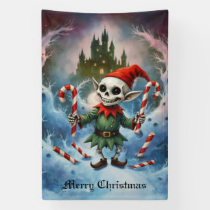 Skeleton Christmas Elf – Creepy Cute Dark Holiday Banner