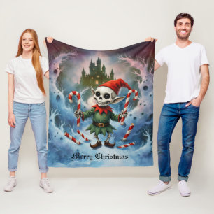 Skeleton Christmas Elf – Creepy Cute Dark Holiday Fleece Blanket