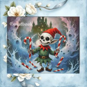 Skeleton Christmas Elf – Creepy Cute Dark Holiday  Guest Book