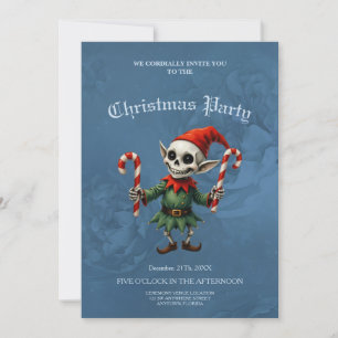 Skeleton Christmas Elf – Creepy Cute Dark Holiday  Invitation