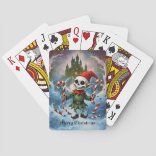 Skeleton Christmas Elf – Creepy Cute Dark Holiday Playing Cards