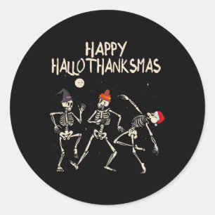 Skeleton Christmas Halloween Thanksgiving Fun  Classic Round Sticker