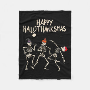 Skeleton Christmas Halloween Thanksgiving Fun  Fleece Blanket