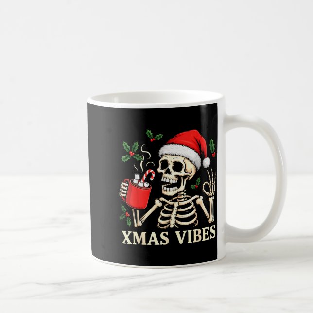Skeleton Christmas Merry Christmas Skull Santa Xma Coffee Mug (Right)