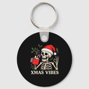 Skeleton Christmas Merry Christmas Skull Santa Xma Key Ring
