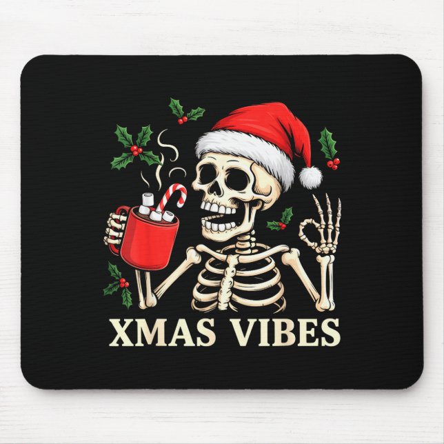 Skeleton Christmas Merry Christmas Skull Santa Xma Mouse Pad (Front)