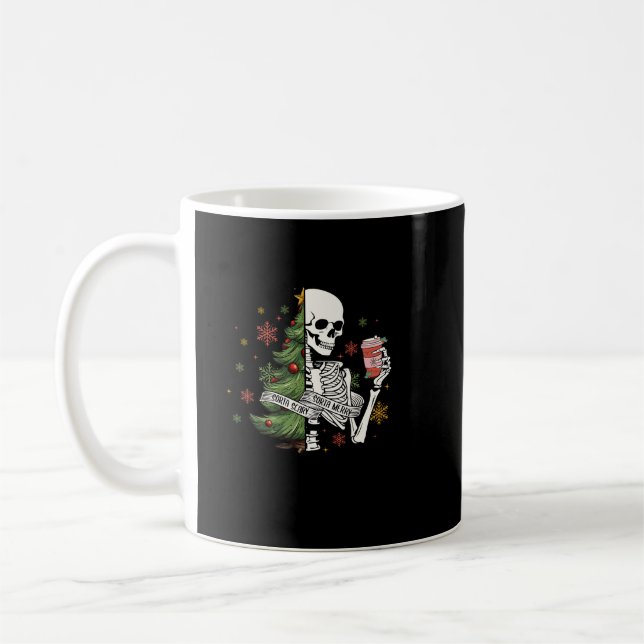 skeleton christmas tree coffee mug (Left)