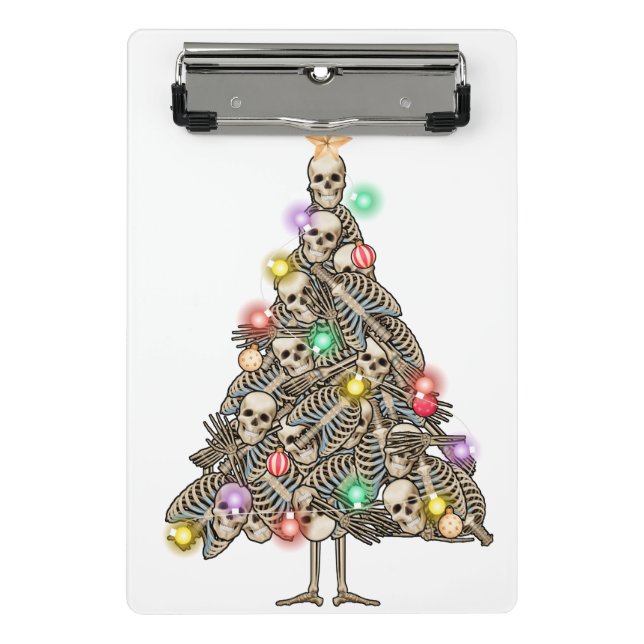 Skeleton Christmas Tree Funny Ugly Xmas Skeletons Mini Clipboard (Front)