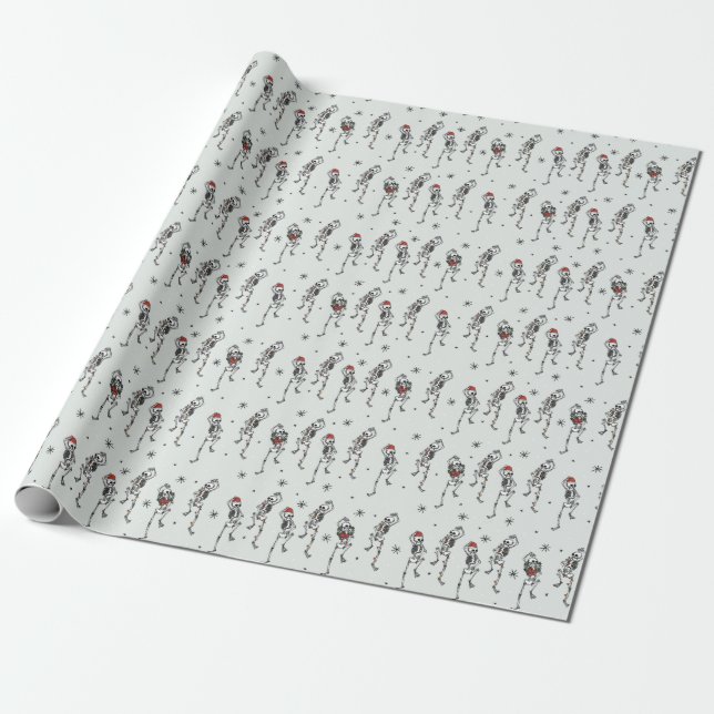 Skeleton Christmas  Wrapping Paper (Unrolled)