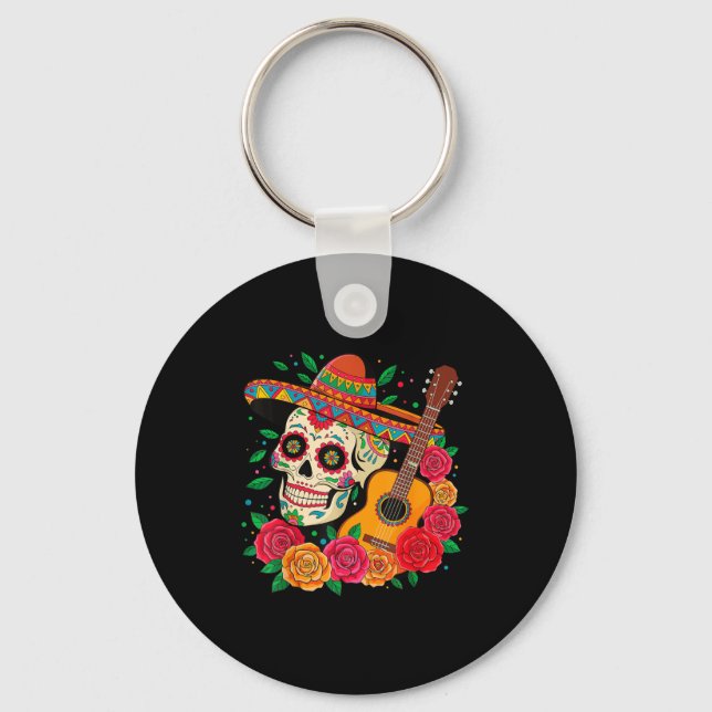 Skeleton cinco de mayo sombrero  key ring (Front)