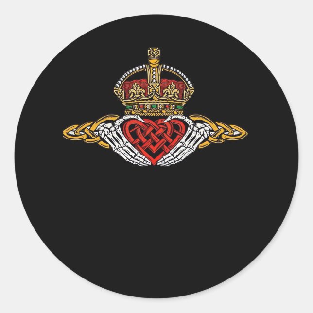 Skeleton Claddagh Colour Classic Round Sticker (Front)
