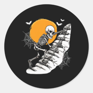 Skeleton Climbing Halloween Costume Sports Lover F Classic Round Sticker