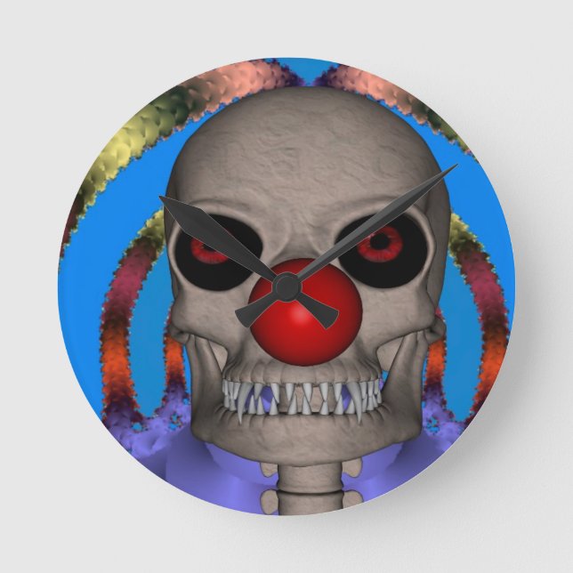 Skeleton Clown Round Clock (Front)
