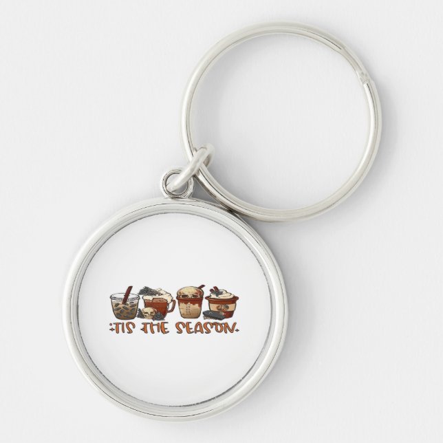 Skeleton Coffee Cups Coffee Lover Key Ring (Front)
