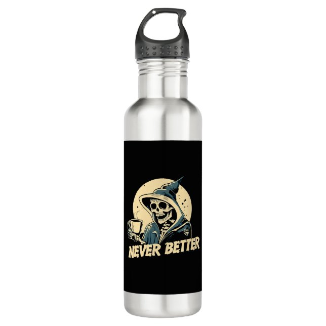 Skeleton Coffee Halloween 710 Ml Water Bottle (Front)