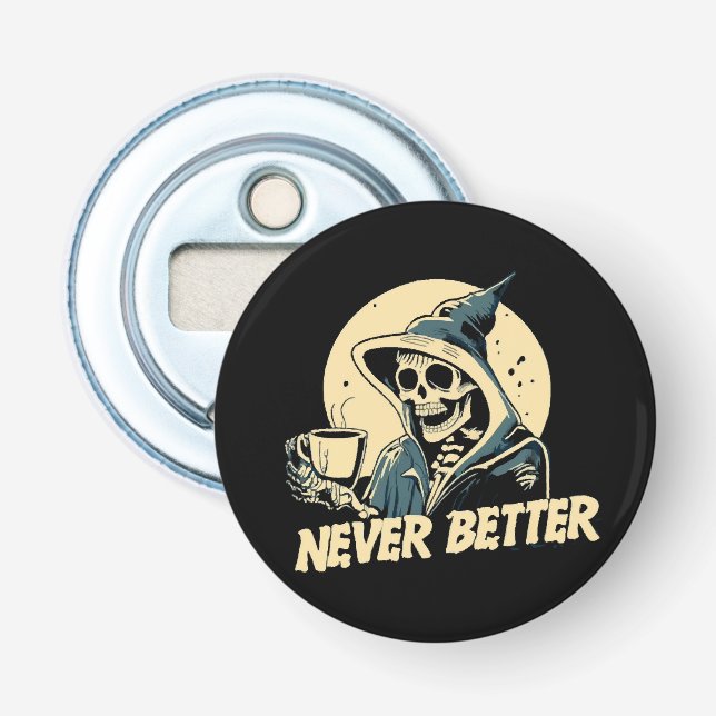 Skeleton Coffee Halloween Bottle Opener (Front)