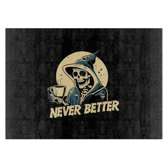 Skeleton Coffee Halloween Cutting Board (Front)