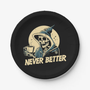 Skeleton Coffee Halloween Paper Plate