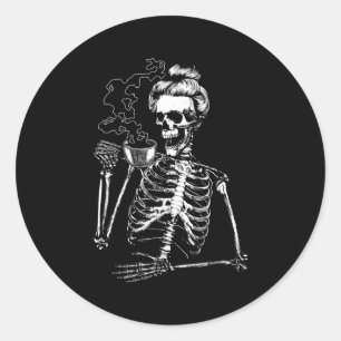 Skeleton Coffee Halloween Skeleton Coffee Classic Round Sticker