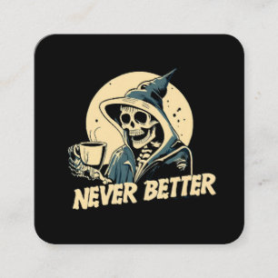 Skeleton Coffee Halloween Square Business Card