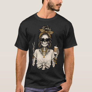 Skeleton Coffee Lover with Iced Coffee T-Shirt