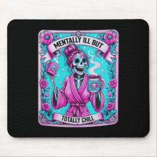 Skeleton Coffee Tarot Card Mentally Ill But Totall Mouse Pad