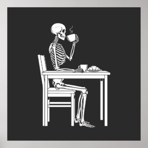 skeleton coffee time poster