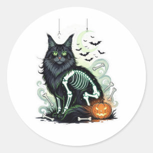 Skeleton Coon – Maine Coon Halloween Classic Round Sticker