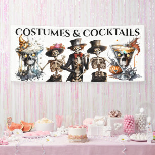 Skeleton corpse skull cocktail happy hou Halloween Banner