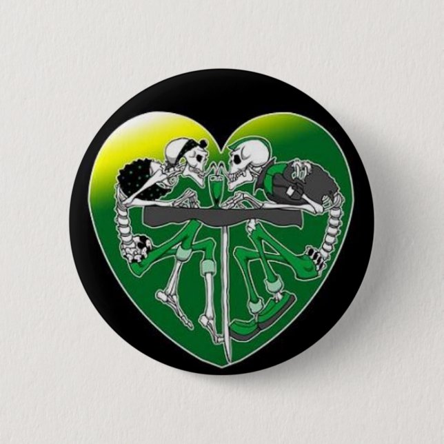 skeleton couple 6 cm round badge (Front)