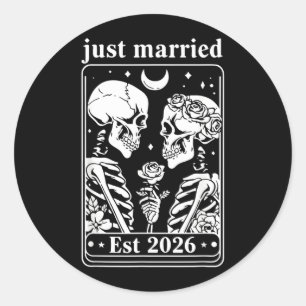 Skeleton Couple Bride And Groom Wedding Classic Round Sticker