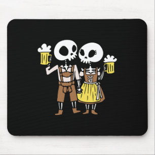Skeleton Couple Cheering Beer Halloween Mouse Pad